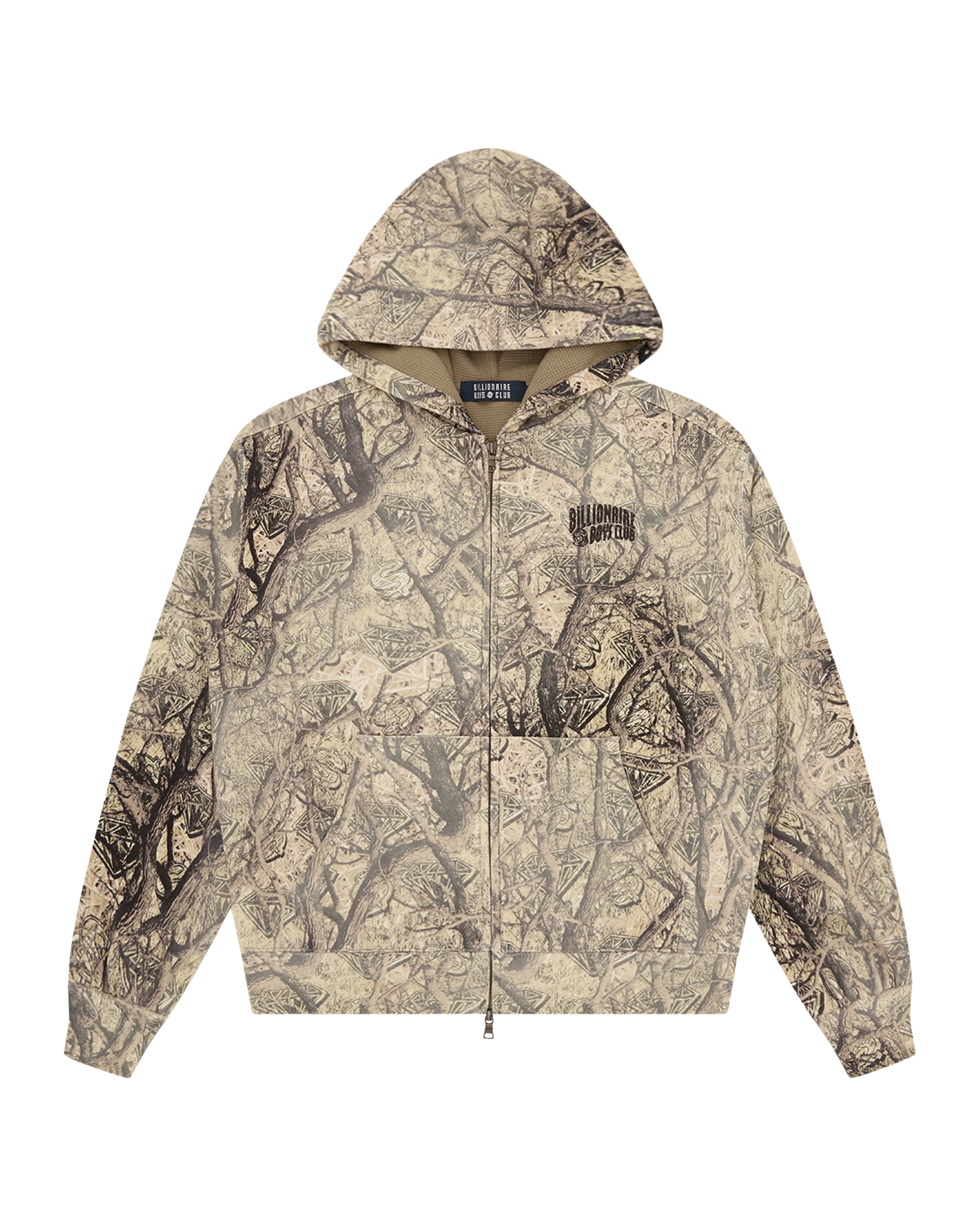 Diamonds & Dollars Tree Camo Oversized Zip Through - Macdery