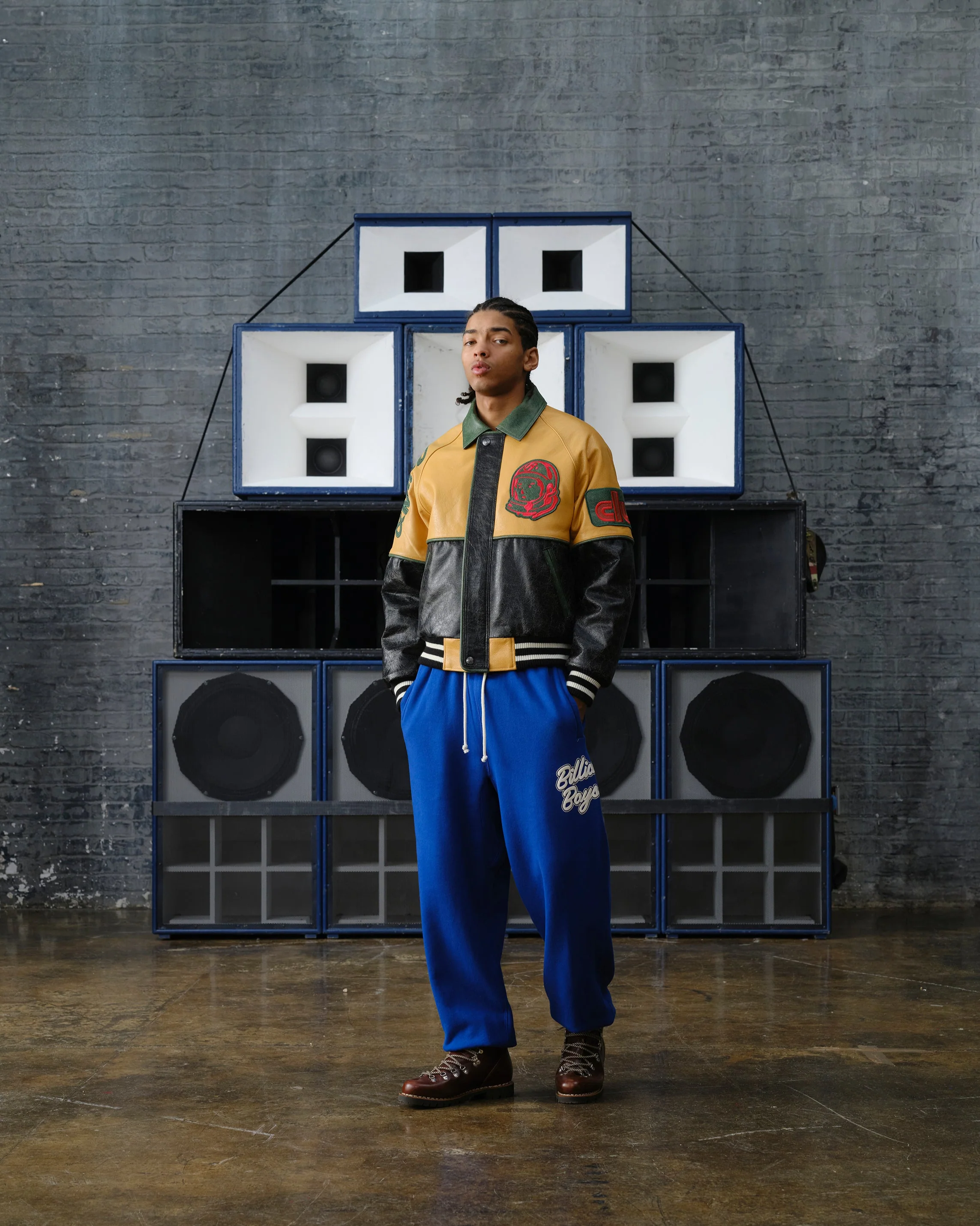 Club Cracked Leather Varsity Jacket - Macdery