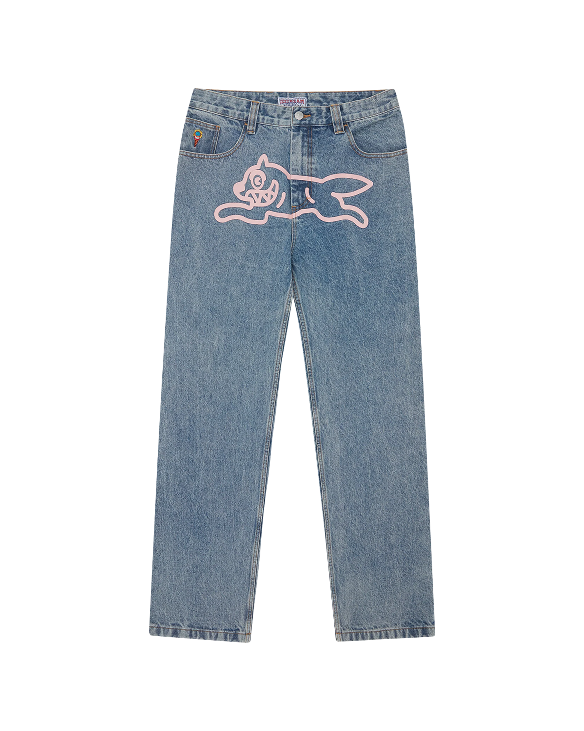 Running Dog Double Scoop Denim Pants - Macdery